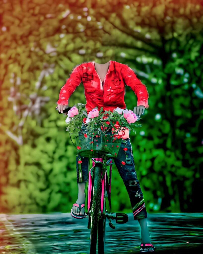 Without Head boy with bicycle cb Background